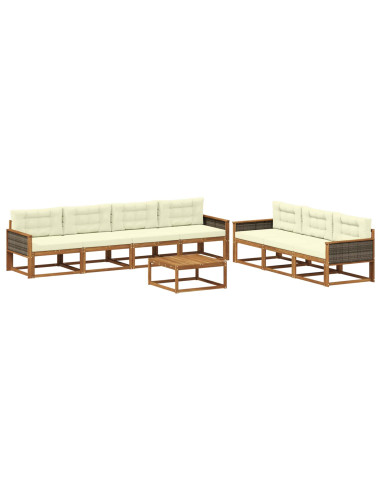 Set di divani da esterno con cuscino 8 pcs Naturale e Crema