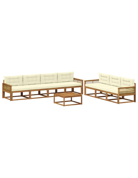 Set di divani da esterno con cuscino 8 pcs Naturale e Crema