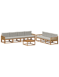 Set di divani da esterno 8 pcs Naturale e Grigio chiaro