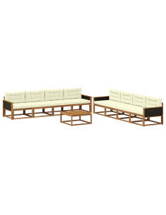 Set di divani da esterno con cuscino 9 pcs Naturale e Crema