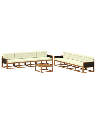 Set di divani da esterno con cuscino 9 pcs Naturale e Crema