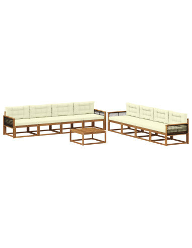 Set di divani da esterno con cuscino 9 pcs Naturale e Crema