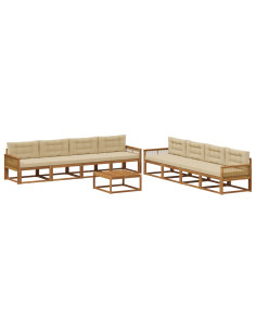 Set di divani da esterno con cuscino 9 pcs Naturale e Beige