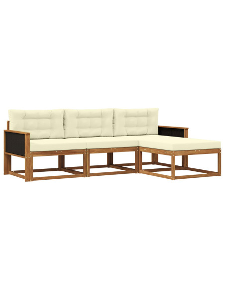 Set di divani da esterno con cuscino 4 pcs Naturale e Crema