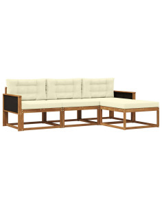 Set di divani da esterno con cuscino 4 pcs Naturale e Crema 2