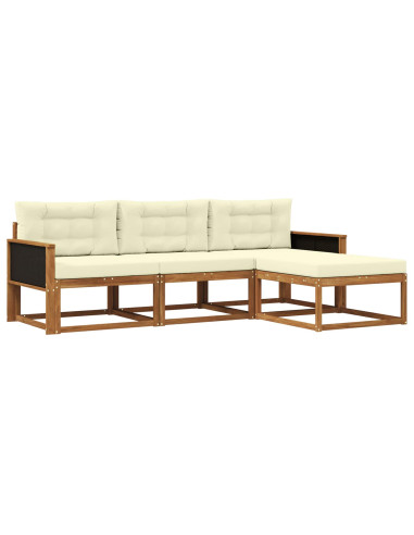 Set di divani da esterno con cuscino 4 pcs Naturale e Crema
