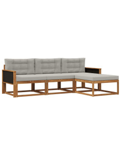 Set di divani da esterno 4 pcs Naturale e Grigio chiaro