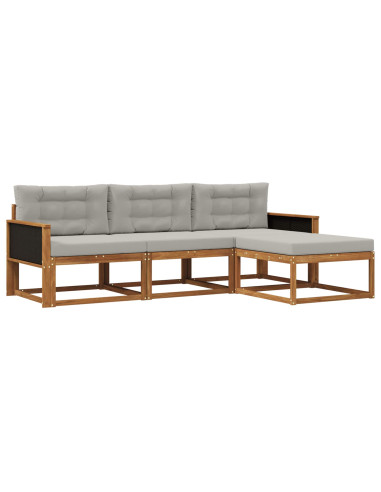 Set di divani da esterno 4 pcs Naturale e Grigio chiaro