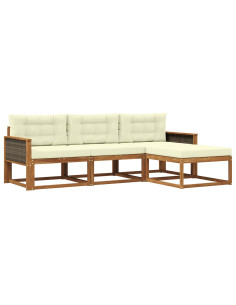 Set di divani da esterno con cuscino 4 pcs Naturale e Crema 2