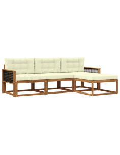 Set di divani da esterno con cuscino 4 pcs Naturale e Crema