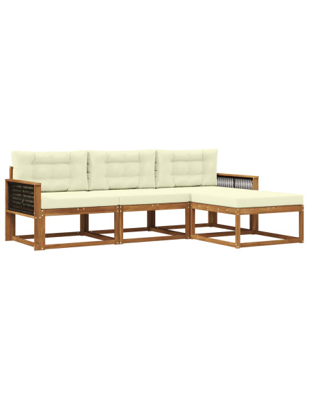 Set di divani da esterno con cuscino 4 pcs Naturale e Crema