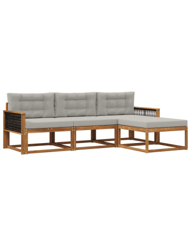 Set di divani da esterno 4 pcs Naturale e Grigio chiaro