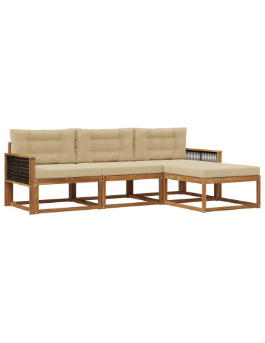 Set di divani da esterno con cuscino 4 pcs Naturale e Beige