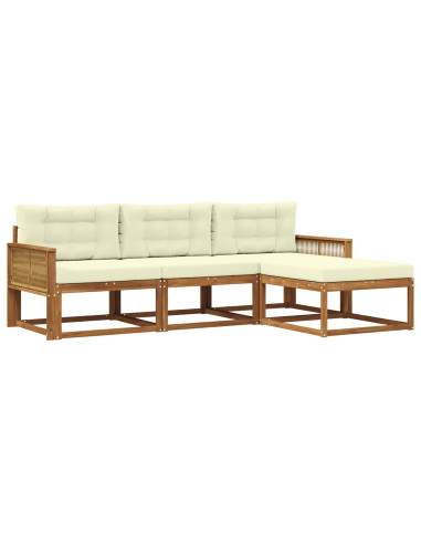 Set di divani da esterno con cuscino 4 pcs Naturale e Crema
