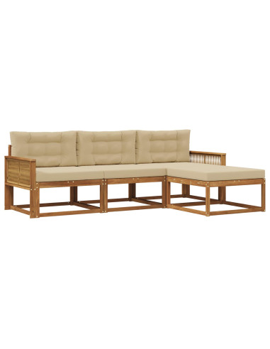 Set di divani da esterno con cuscino 4 pcs Naturale e Beige
