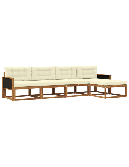 Set di divani da esterno con cuscino 5 pcs Naturale e Crema