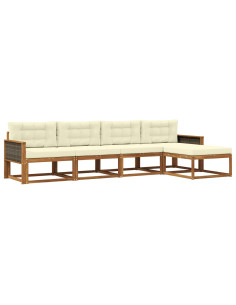 Set di divani da esterno con cuscino 5 pcs Naturale e Crema
