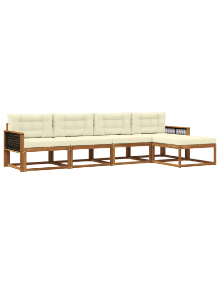 Set di divani da esterno con cuscino 5 pcs Naturale e Crema