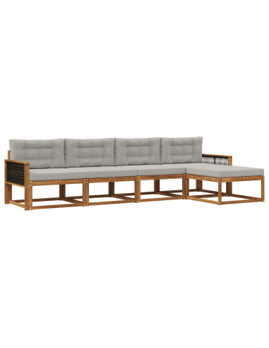 Set di divani da esterno 5 pcs Naturale e Grigio chiaro