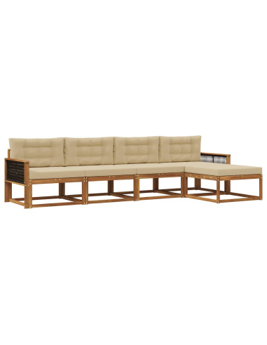 Set di divani da esterno con cuscino 5 pcs Naturale e Beige