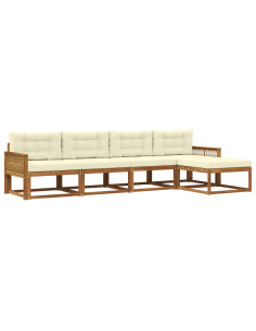Set di divani da esterno con cuscino 5 pcs Naturale e Crema