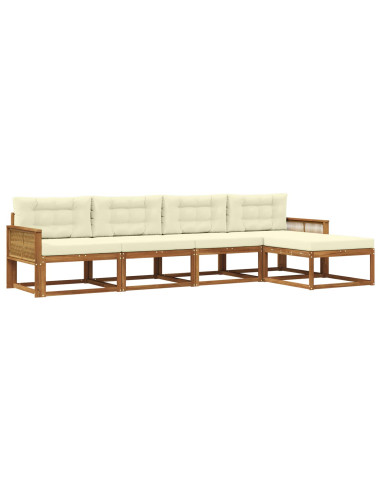 Set di divani da esterno con cuscino 5 pcs Naturale e Crema