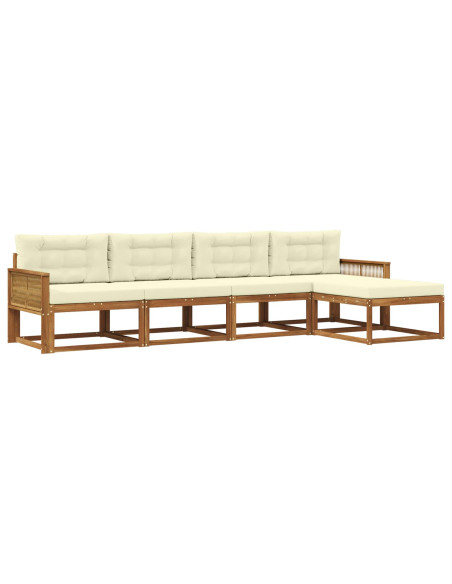 Set di divani da esterno con cuscino 5 pcs Naturale e Crema