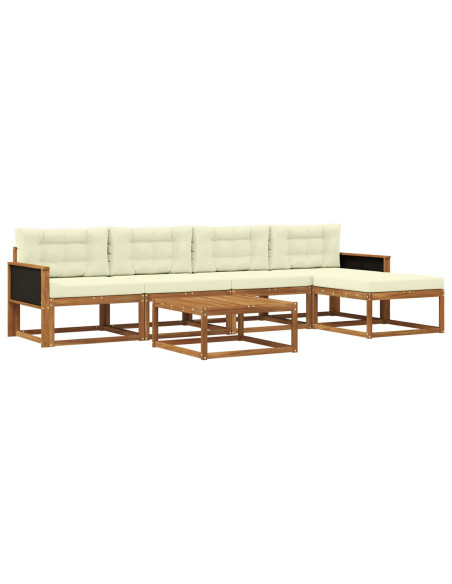 Set di divani da esterno con cuscino 6 pcs Naturale e Crema