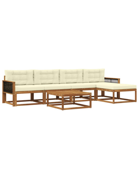 Set di divani da esterno con cuscino 6 pcs Naturale e Crema