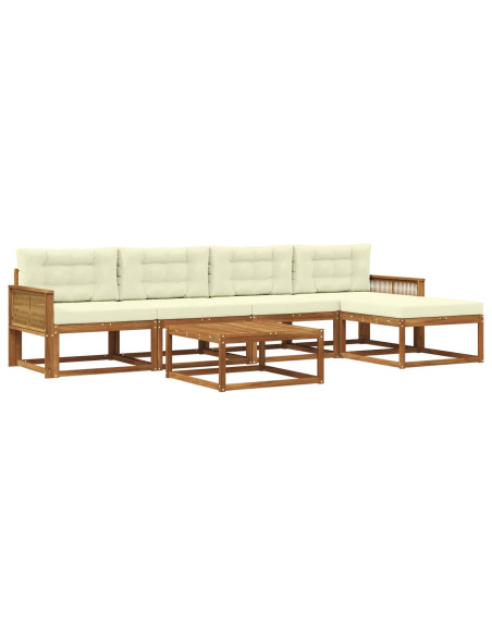Set di divani da esterno con cuscino 6 pcs Naturale e Crema