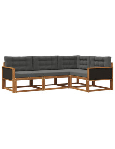 Set di divani da esterno con cuscino 4 pcs Naturale e Antracite