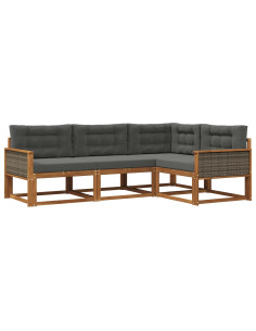 Set di divani da esterno con cuscino 4 pcs Naturale e Antracite