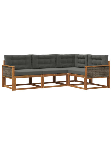 Set di divani da esterno con cuscino 4 pcs Naturale e Antracite