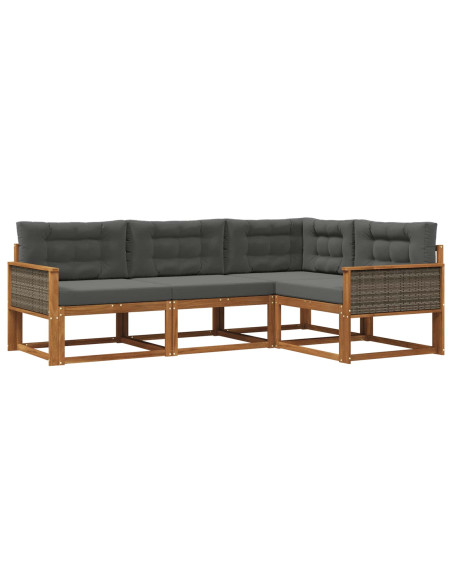 Set di divani da esterno con cuscino 4 pcs Naturale e Antracite