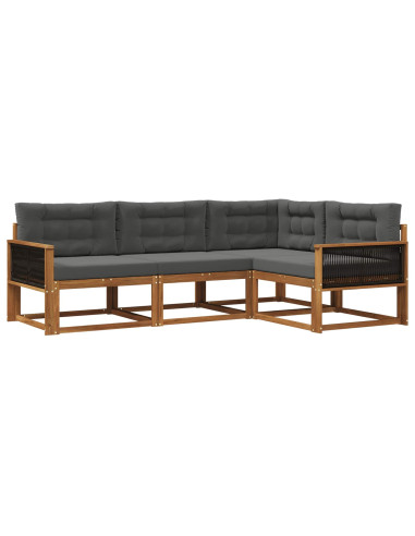 Set di divani da esterno con cuscino 4 pcs Naturale e Antracite