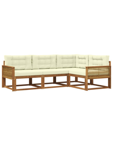Set di divani da esterno con cuscino 4 pcs Naturale e Crema