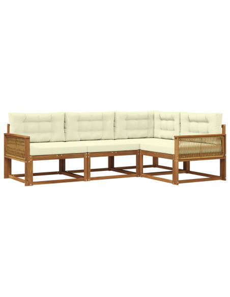 Set di divani da esterno con cuscino 4 pcs Naturale e Crema
