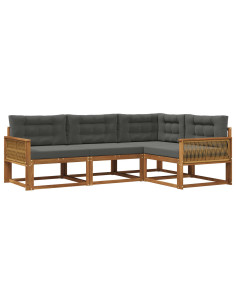 Set di divani da esterno con cuscino 4 pcs Naturale e Antracite