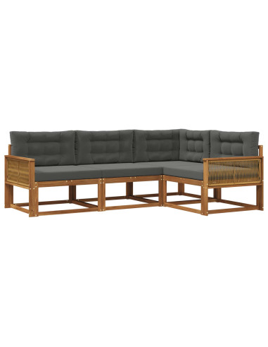 Set di divani da esterno con cuscino 4 pcs Naturale e Antracite