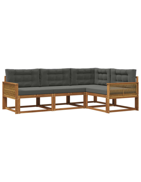 Set di divani da esterno con cuscino 4 pcs Naturale e Antracite