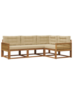 Set di divani da esterno con cuscino 4 pcs Naturale e Beige