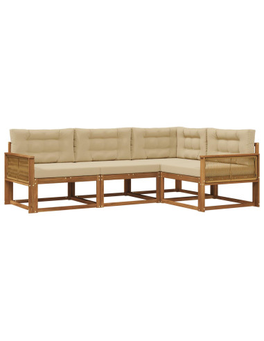 Set di divani da esterno con cuscino 4 pcs Naturale e Beige