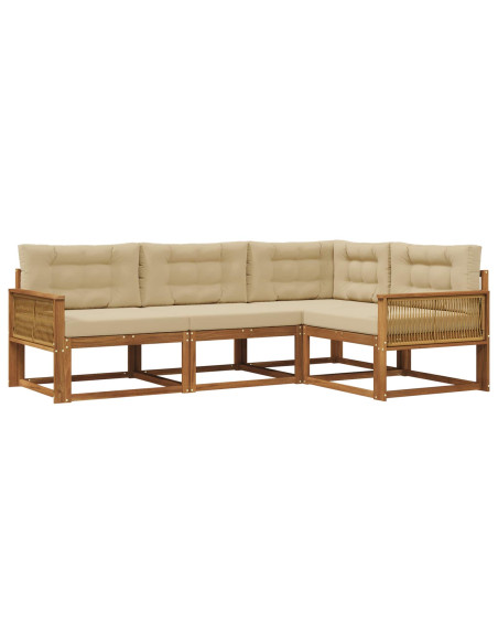 Set di divani da esterno con cuscino 4 pcs Naturale e Beige