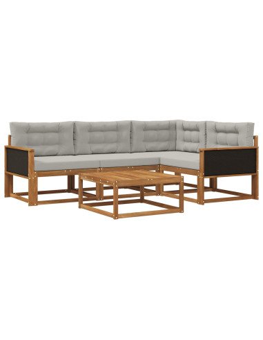 Set di divani da esterno 5 pcs Naturale e Grigio chiaro