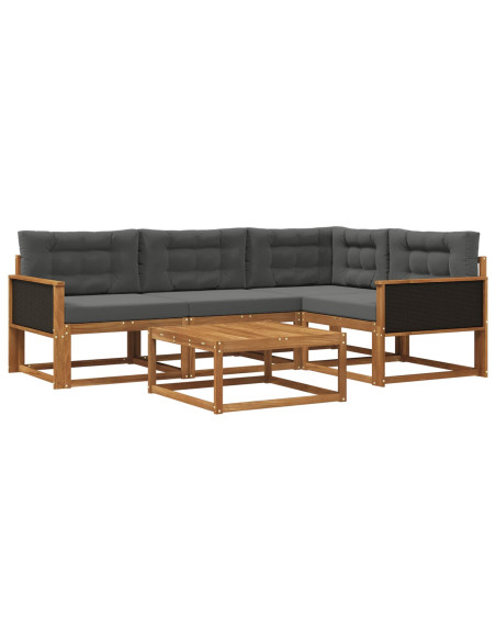 Set di divani da esterno con cuscino 5 pcs Naturale e Antracite