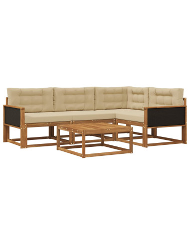 Set di divani da esterno con cuscino 5 pcs Naturale e Beige