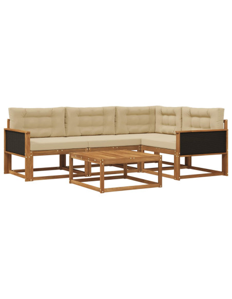 Set di divani da esterno con cuscino 5 pcs Naturale e Beige