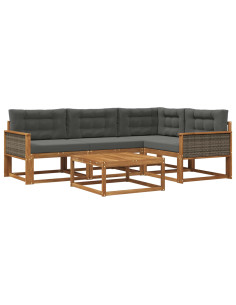 Set di divani da esterno con cuscino 5 pcs Naturale e Antracite