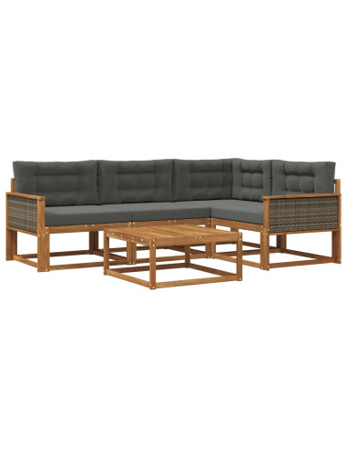 Set di divani da esterno con cuscino 5 pcs Naturale e Antracite