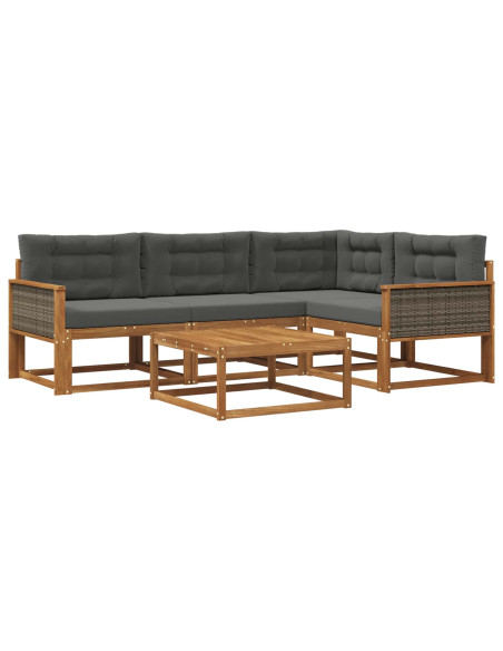 Set di divani da esterno con cuscino 5 pcs Naturale e Antracite